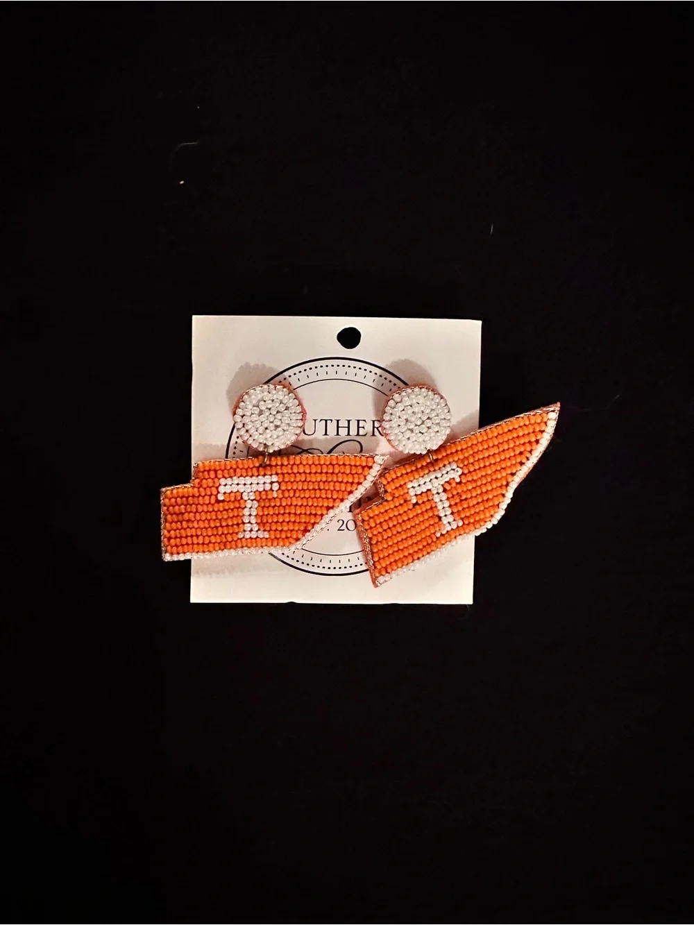 Orange Tennessee beaded earrings